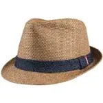 Levi&#039;s Men&#039;s Brown Denim Band Straw Fedora Hat Size L/XL