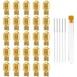 0.4MM MK8 Ender 3 Nozzles 25 pcs 3D Printer Brass Nozzles Extruder for Makerbot Creality CR-10 with 5 Needles and Metal Storage Box (0.4mm)