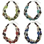 Bocar 2 Layer Statement Chunky Beaded Fashion Necklace for Women Gifts (NK-10384-1 set)