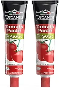 Tuscanini Organic Tomato Paste Tube 4.6oz (2 Pack) Double Concentrate 100 Italian Tomatoes All Natural Non-GMO Kosher 4.6 Ounce (Pack of 2) 2.0