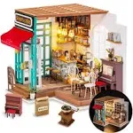 Rolife DIY Miniature House Kits, Tiny Model House for Adults to Build, Mayberry Street Miniature Model Kit with LED Light, DIY Crafts/Birthday Gift/Home Decor for Family and Friend(Simon's Cafe Shop)