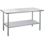 Stainless Steel Prep Table 60x30 Inch NSF Commercial Work Table with Undershelf Heavy Duty Table for Kitchen Restaurant Home Hotel