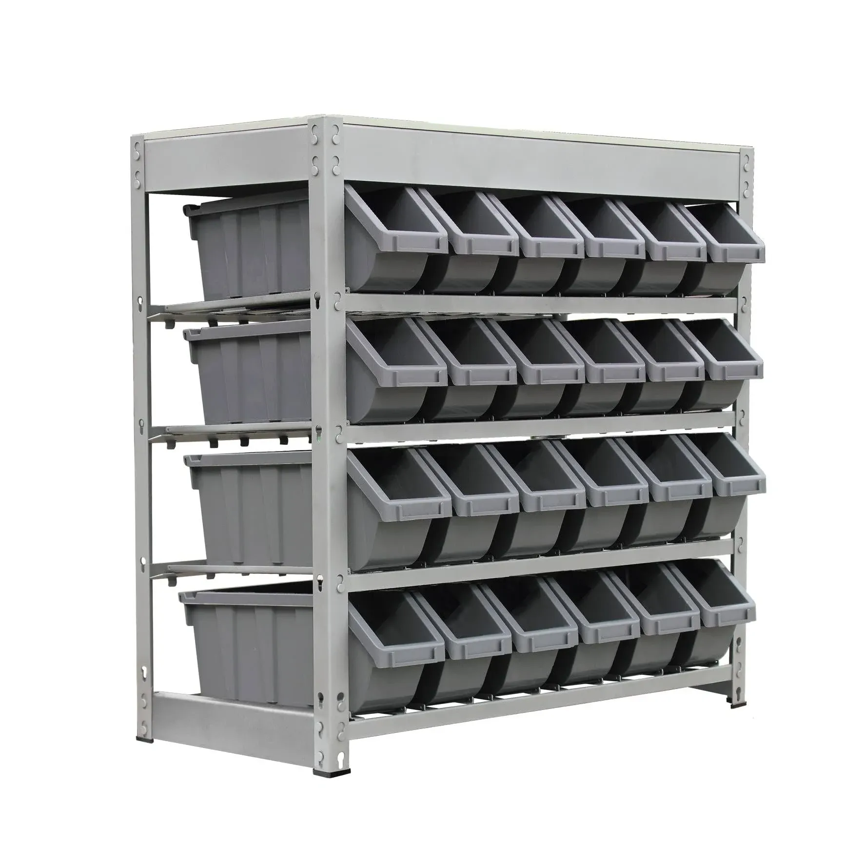 King's Rack 4-Tier Metal Organizer Shelving Rack with 24 Bins