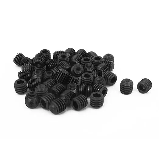 M6 x 6mm 1mm Pitch Hex Socket Set Cup Point Grub Screws Black 50pcs