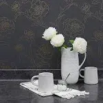 Tempaper Peonies Noir Removable Peel and Stick Wallpaper, 20.5 inch x 16.5', Size: 28 Sq. ft., Gray