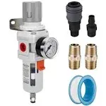 3/8&#034; NPT Compressed Air Filter Regulator Combo Piggyback, 5 Micron Brass Element