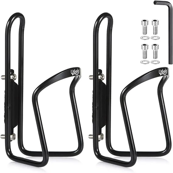 UShake Water Bottle Cages, Basic MTB Bike Bicycle Alloy Aluminum Lightweight Water Bottle Holder Cages Brackets(2 Pack- Drilled Holes Required)