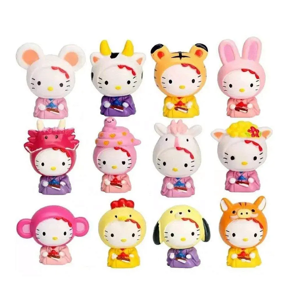 Qtfhr Cute Cartoon 12 Chinese Zodiac Toys Figurine Playset, Mini Cute Toy Garden ...