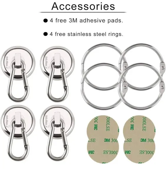 Ant Mag Magnetic Hooks 110lbs Heavy Duty Neodymium Magnet Carabiner with Swivel Carabiner Snap Hook for Indoor/Outdoor Hanging Grill Kitchen Warehouse Office