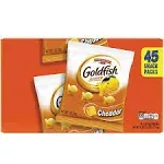 Goldfish Snack Crackers, Cheddar, Baked - 45 pack, 1 oz packs