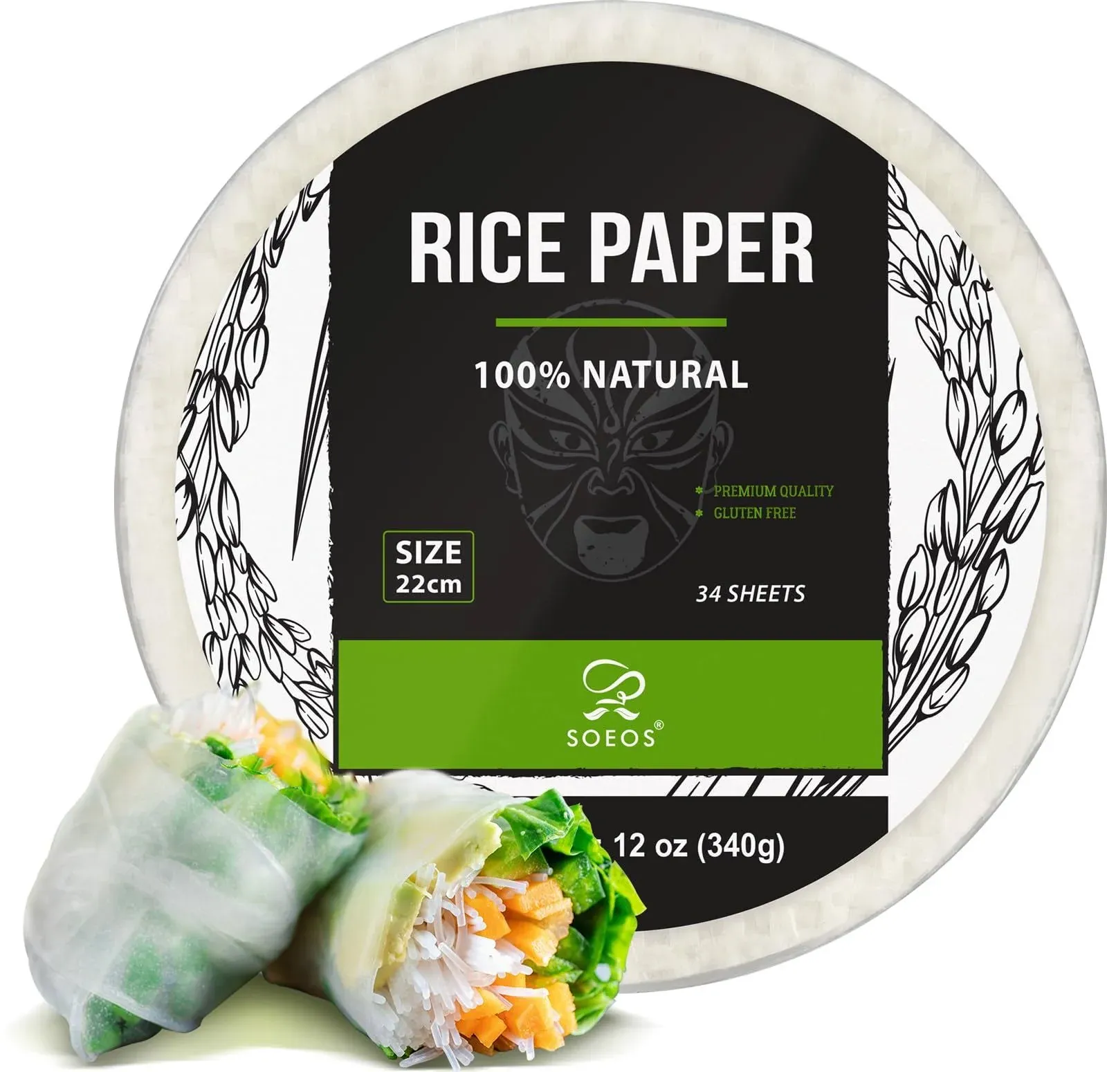 Rice Paper, White Rice Paper Wrappers, 1 Pack, 34 Sheets-Fresh Spring Roll Wrapp