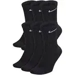 NIKE Unisex Performance Cushion Crew Socks with Bag (6 Pairs), Black/White, Medium