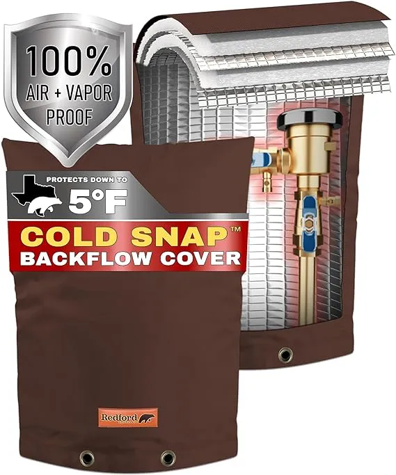 Redford Supply Co. Cold Snap (5°F) Double Wall Cotton Backflow Preventer Insulation Cover - Sprinkler Covers for Outside, Well Head Cover, Insulated