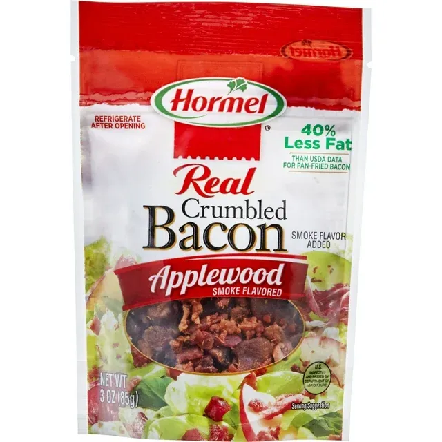 HORMEL Real Crumbled Bacon Topping, Applewood Smoke Flavored, Shelf Stable, 3 oz Plastic Bag