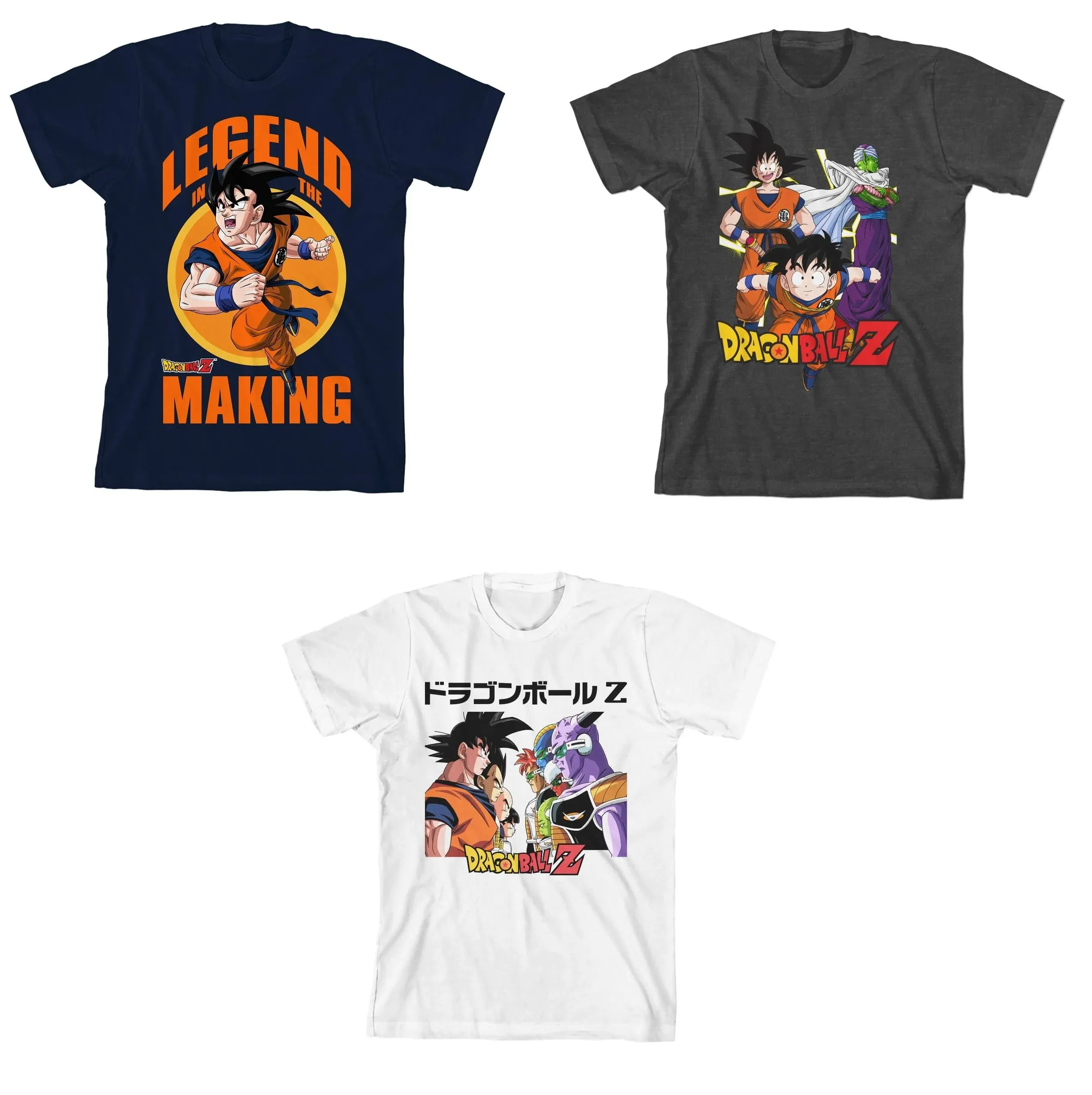 Dragon Ball Z Legend in The Making Youth 3-Pack Crew Neck Short Sleeve T-Shirts