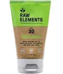 Raw Elements Face and Body All-Natural Mineral Sunscreen - Non-Nano Zinc Oxide, 95% Organic, Water Resistant, Reef Safe, Cruelty Free, SPF 30+, All Ages Safe, Moisturizing, Bio-Resin Tube, 3oz 