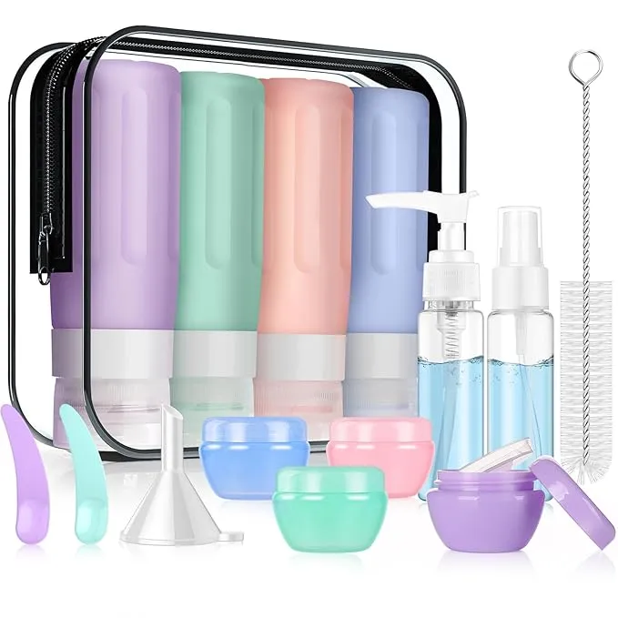 JBYAMUS 16 Pcs Silicone Bottles Set, Leak-Proof Design, Travel Size, TSA Approve