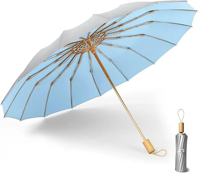 oz Smart Sun/Rain Compact Umbrella, UPF 50 UV Protection 16 Fibreglass Ribs Super ...