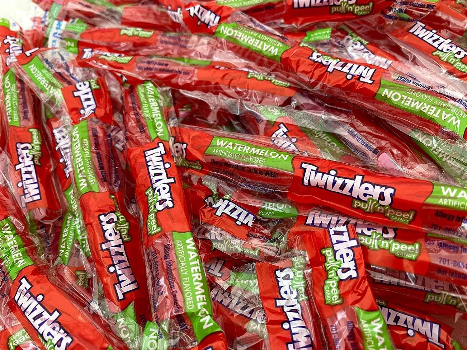 Twizzlers Pull N Peel Watermelon Candy - Watermelon Licorice Single Wrapped - 2 Pound