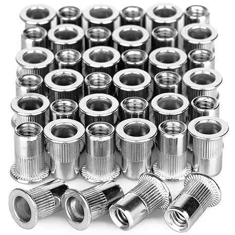 Rivet Nuts Stainless Steel Threaded Insert Nut 40 Pcs 1/4”-20 Flat Head New USA