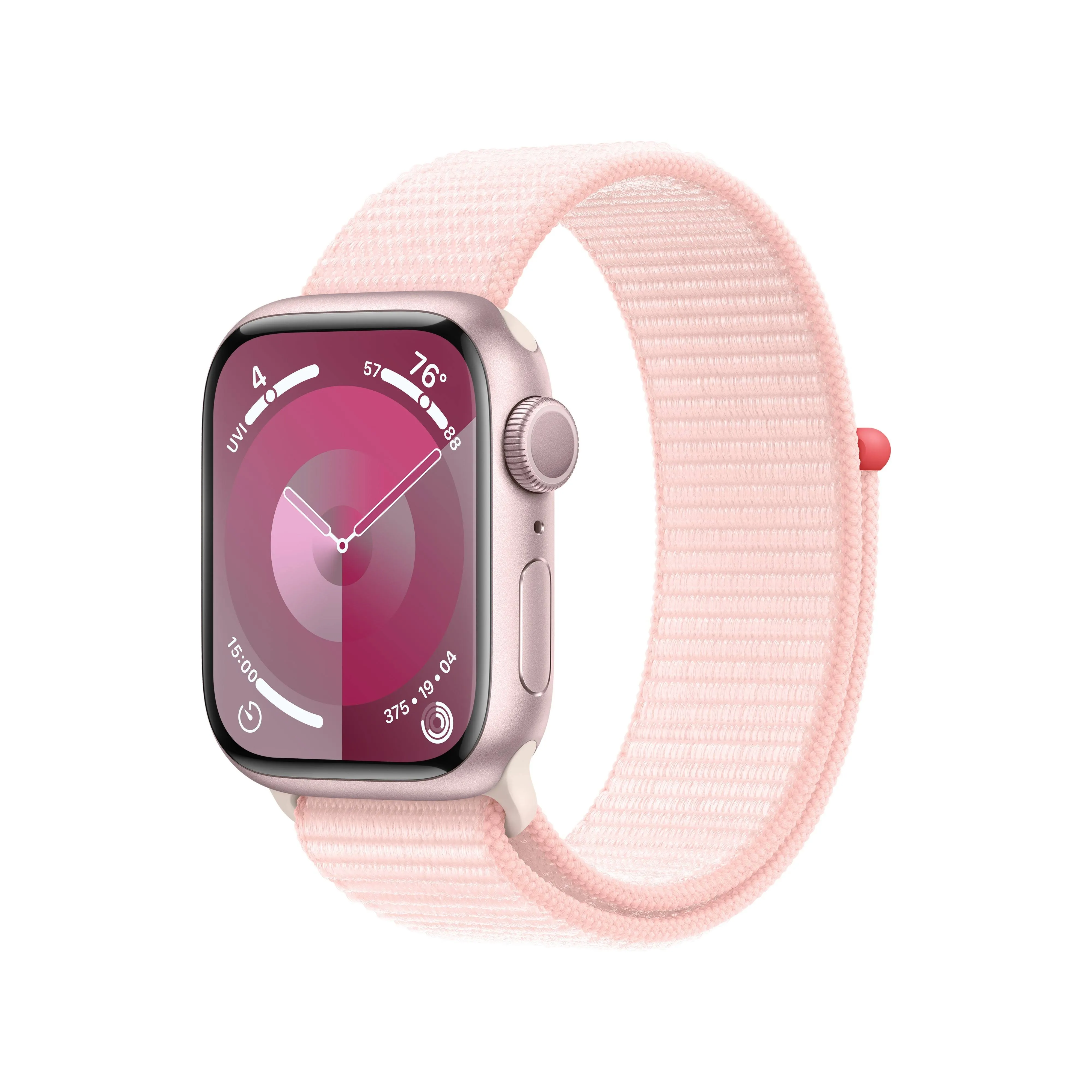 Apple Watch Series 9 45mm / Pink Aluminum Case with Light Pink Sport Loop / GPS