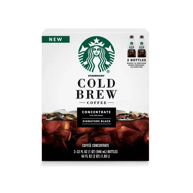 Starbucks Cold Brew Black Medium Roast Coffee Concentrates, 32 Ounce (2 Pack)