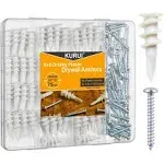 KURUI #8 Self Drilling Drywall Anchors, 100pcs Wall Anchors and Screws for Drywall, 50 Self-Tapping/Threaded Plastic Sheetrock Anchors + 50#8 x 1-1/4'