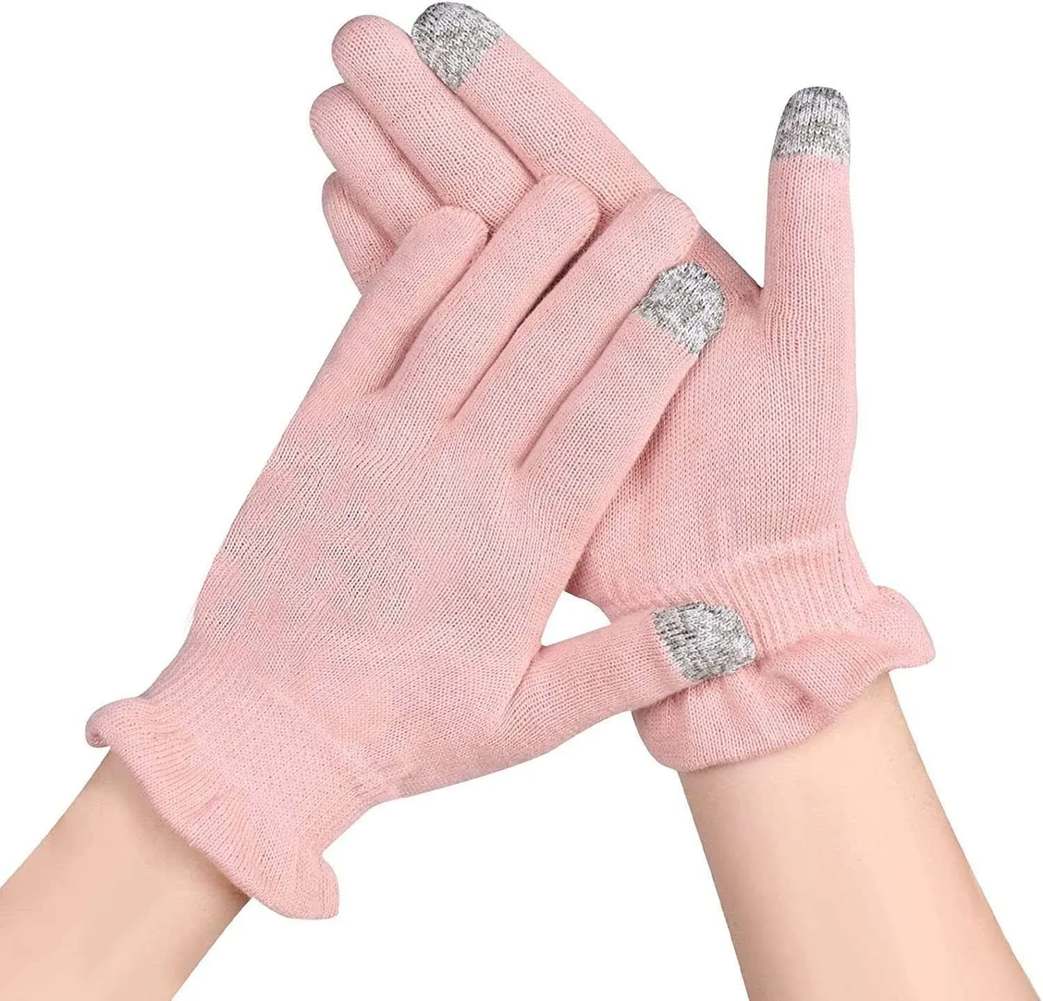 Donfri Cotton Moisturizing Gloves Overnight 2 Pairs Touchscreen Fingers for Spa Dry Hands Hand Care Day and Night Moisturizing (Medium-pink)