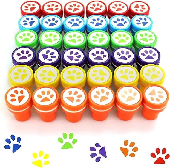 Dog Paw Stamp for Kid,36pc Paw Print Stampers Self Inking Stamps Teacher Paw ...