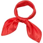 SATINIOR Chiffon Scarf Square Neck Scarf Handkerchief Retro Satin Ribbon Scarf for Women Girls, Red, 23.6 x 23.6 Inches