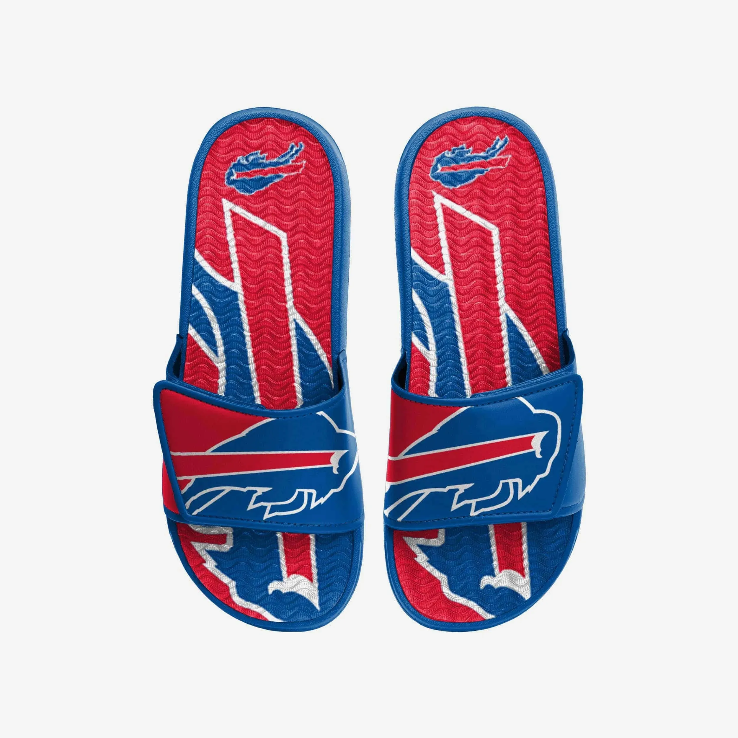 FOCO Buffalo Bills NFL Mens Colorblock Big Logo Gel Slides - L