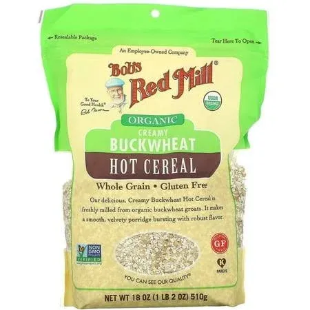 Bob's Red Mill, Organic Creamy Buckwheat Hot Cereal, Whole Grain, 18 oz Pack of 3