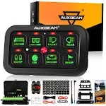 Auxbeam Switch Panel | Off Road Lights Controller | 6/8 Gang Switch Panel Green Backlight / 8 Gang(One-sided Outlet)