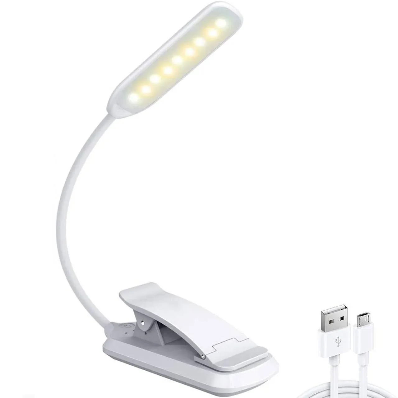 Betensh 9 LED Book Light USB Rechargeable Reading Light Stepless Dimming -3 ...