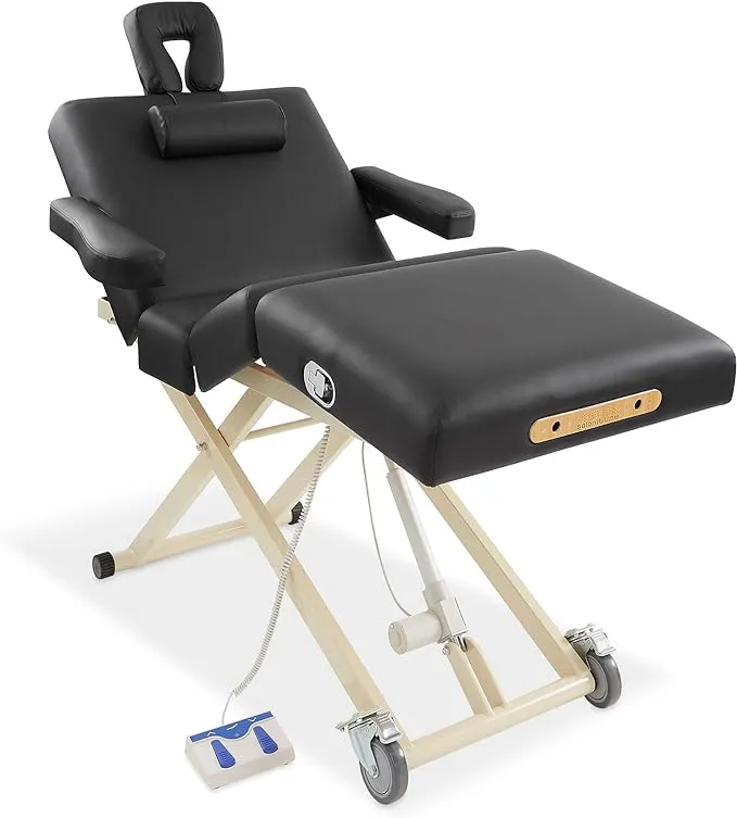 Saloniture Professional 4-Section Electric Lift Massage Table with Accessories