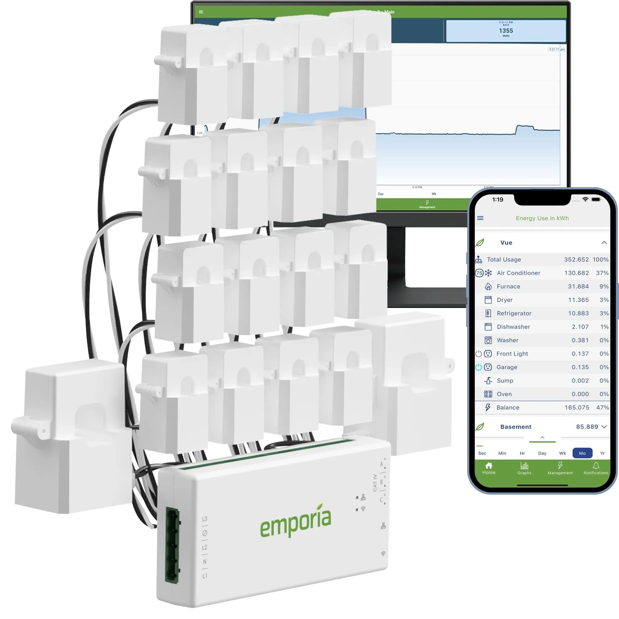 Emporia Vue 3 3-Phase Energy Management Hub &amp; Monitor