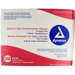 Dynarex Sterile Latex Exam Glove PF Pairs SM 50 Box