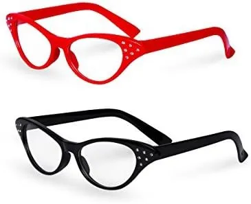 "Big Mo's Toys Red and Black Cat Eye Glasses Retro Costume Dress Up Glasses"