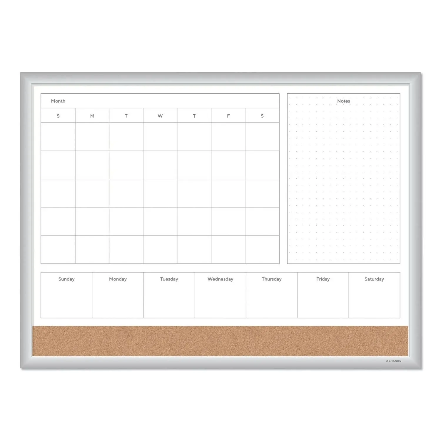 U Brands 4N1 Magnetic Dry Erase Combo Board, 24 x 18, White/Natural