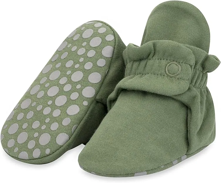 Zutano Organic Cotton Gripper Baby Bootie - Olive