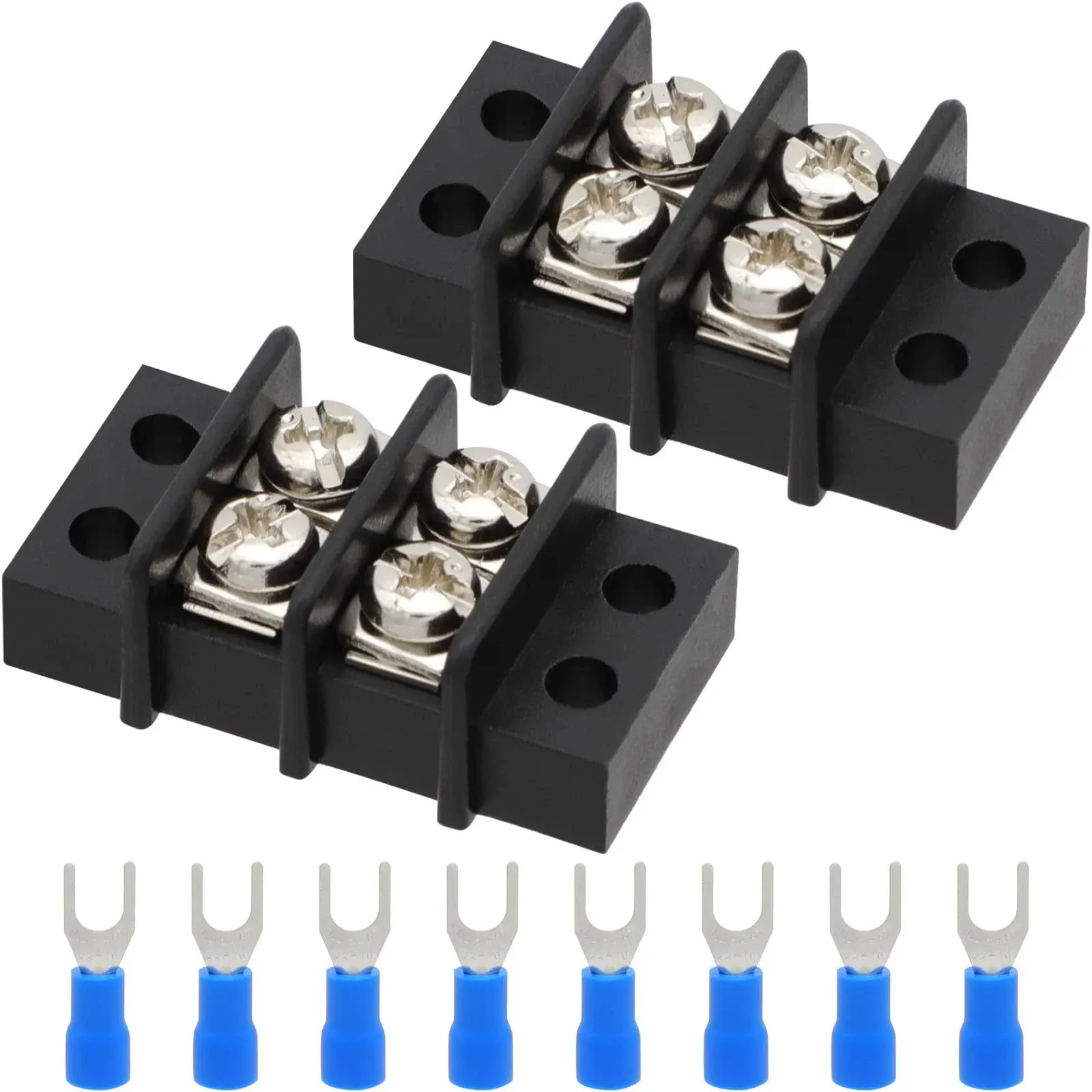 Terminal Block2 Pack 2 Circuits 20-30A 200v-450v Dual Row Screw Terminals Str...