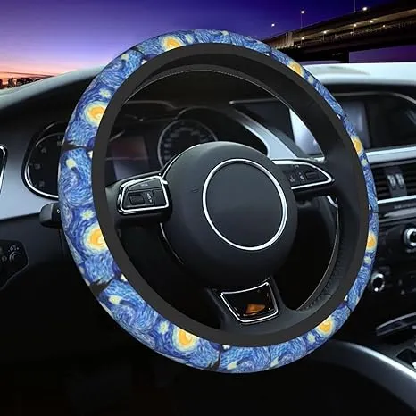 Starry Night Steering Wheel Cover, Non Slip Durable Auto Car Accessories Universal 15 Inch