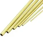 sourcing map Brass Tube, 1mm 1.5mm 2mm 2.5mm 3mm 3.5mm OD x 0.2mm Wall Thickness 300mm Length Seamless Round Pipe Tubing, Pack of 6