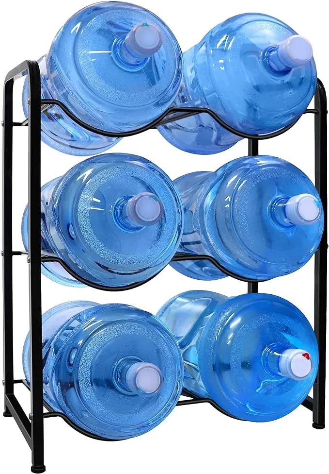 Iococee 5 Gallon Water Jug Rack, 3-Tier Water Bottle Holder Storage Rack, for 6 ...