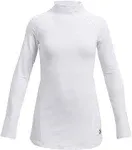 Under Armour Girls' Coldgear Long Sleeve Mock Neck Shirt, Small, White