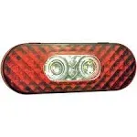 STT Lamp, 6", Red/Clear, LED, Oval, W/Integrated Back-Up, Male Pin