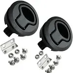 2'' Flush Pull Slam Latch for RV Boat Door - Black Plastic Round Design (2pcs)