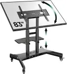 Mobile TV Stand On Wheels for 50-83 inch TVS Up to 154 lbs, Tilting Height Adjustable with Shelf ONKRON