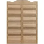 Pinecroft Saloon Door Louvered Unfinished Pine Solid Wood Light Brown+Hardware