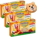 Sunkist Smothie Bars Assorted Flavors Pina Colada, Berry, Strawberry Banana and Mango - 30 Count and Bag Clip